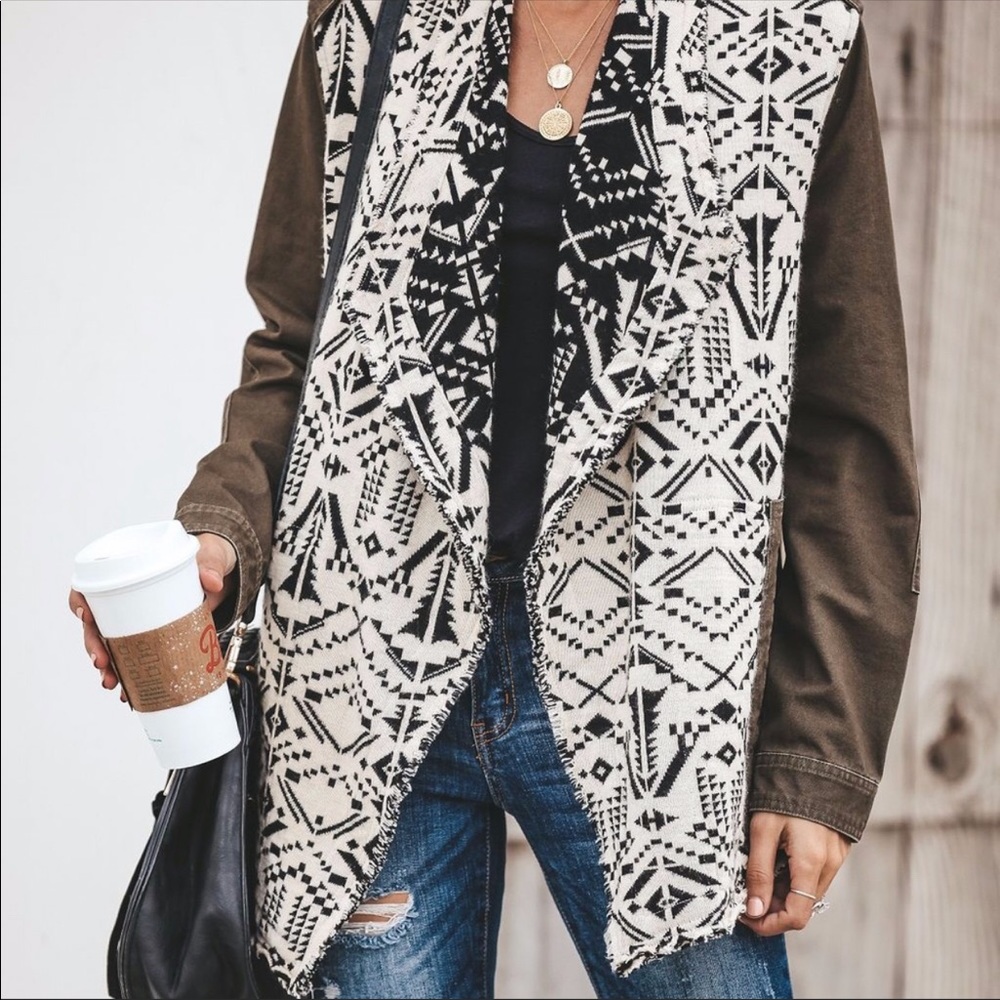 VICI army green southwestern utility jacket Aztec